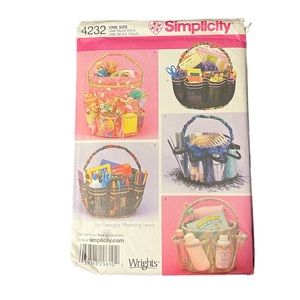 Simplicity Craft 4232 Sewing Pattern Bucket CoverS Carry All Totes - UNCUT.
